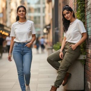 White top with neck chain